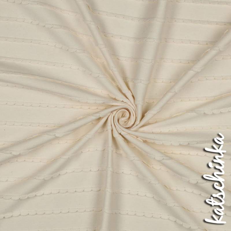 Jersey mit Rüschen Creme 002 | Meterware Strukturjersey